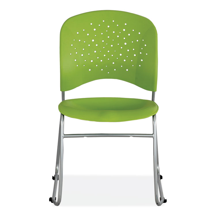 Safco Reve GuestBistro Chair with Sled Base, Supports Up to 250 lb, 18" Seat Height, Green Seat/Back, Silver Base, 2/Carton (SAF6804GN)