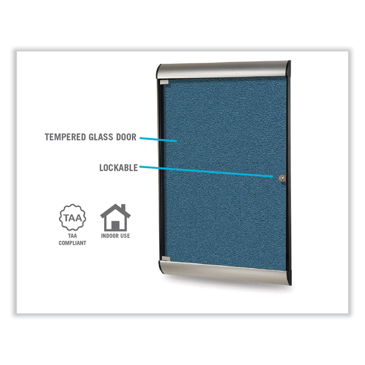 Ghent Silhouette 1 Door Enclosed Ivory Vinyl Bulletin Board with Satin/Black Aluminum Frame, 27.75 x 42.13 (GHESILH20412)