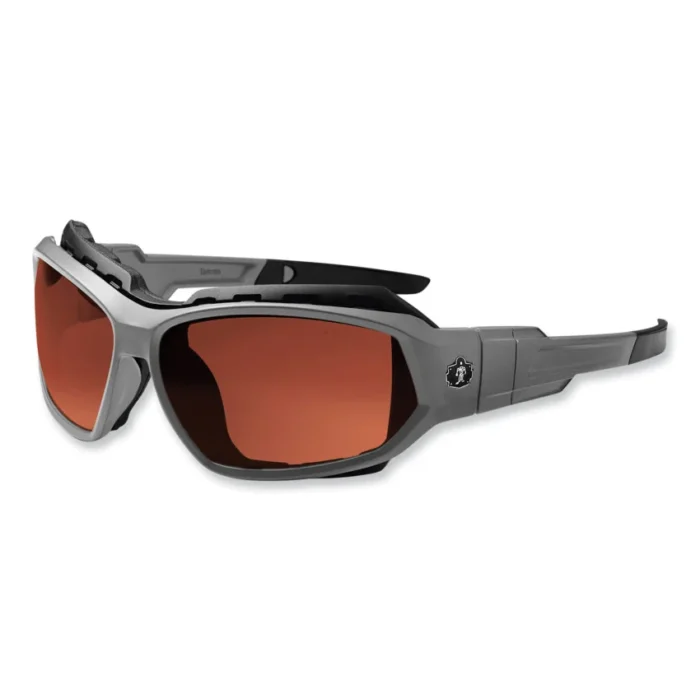 ergodyne Skullerz Loki Safety Glasses/Goggles, Gray Nylon Impact Frame, Polarized Copper Polycarbonate Lens (EGO56121)