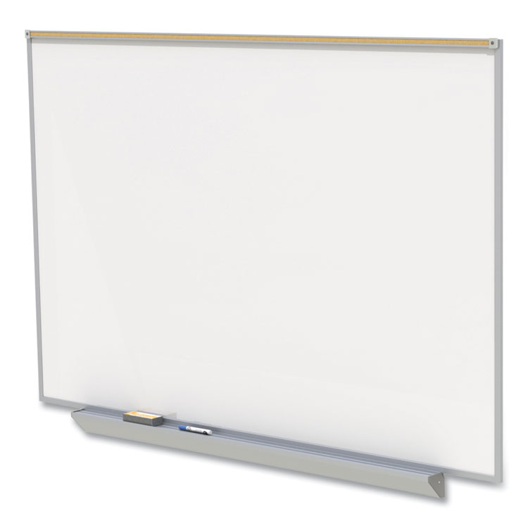 Ghent Proma Magnetic Porcelain Projection Whiteboard with Satin Aluminum Frame, 72.5 x 48.5, White Surface (GHEPRM1464)