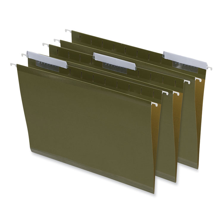 Universal Deluxe Reinforced Recycled Hanging File Folders, Letter Size, 1/3-Cut Tabs, Standard Green, 25/Box (UNV24113)