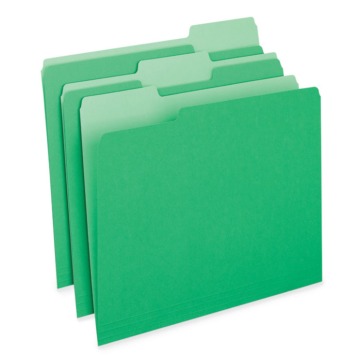 Universal Deluxe Colored Top Tab File Folders, 1/3-Cut Tabs: Assorted, Letter Size, Green/Light Green, 100/Box (UNV10502)