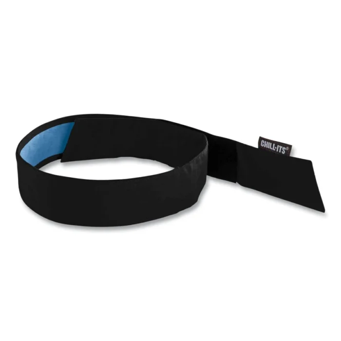 ergodyne Chill-Its 6705CT Cooling PVA Hook and Loop Bandana Headband, One Size Fits Most, Black (EGO12580)