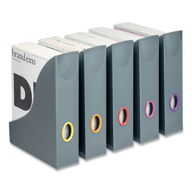 Durable VARICOLOR Plastic Magazine Racks, 2.88w x 9.5d x 12h, Gray/Multicolor, 5/Pack (DBL770657)