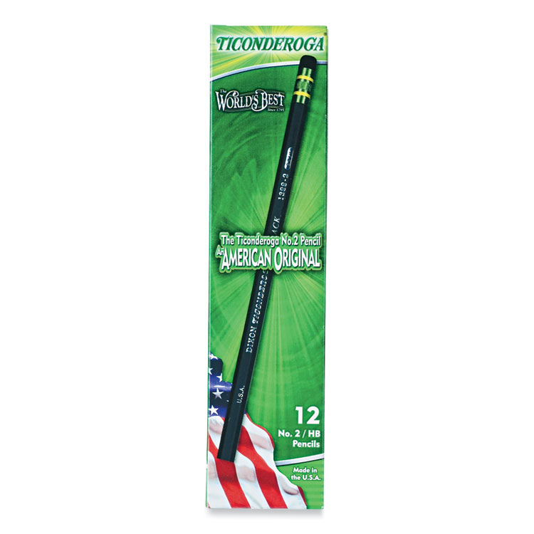 Ticonderoga Pencils, HB (#2), Black Lead, Black Barrel, Dozen (DIX13953)