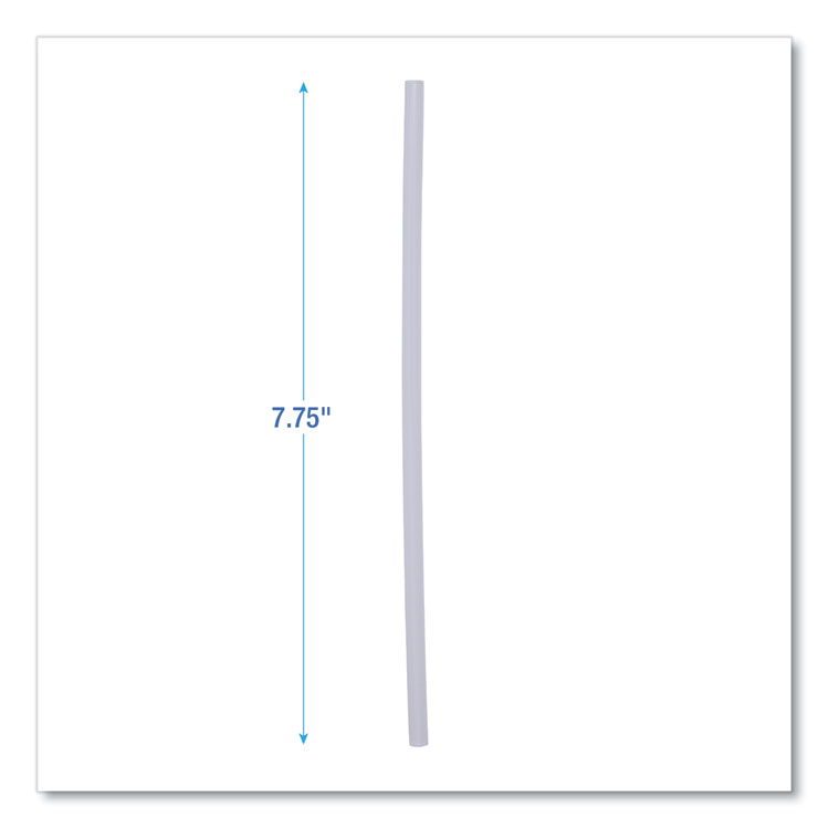 Boardwalk Jumbo Straws, 7.75", Plastic, Translucent, Unwrapped, 250/Pack, 50 Packs/Carton (BWKJSTU775T50)