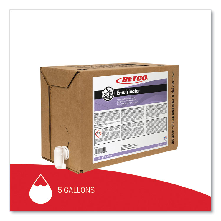 BETCO CORPORATION Emulsinator Floor Stripper, Sassafras Scent, 5 gal Bag-in-Box (BET151B500)