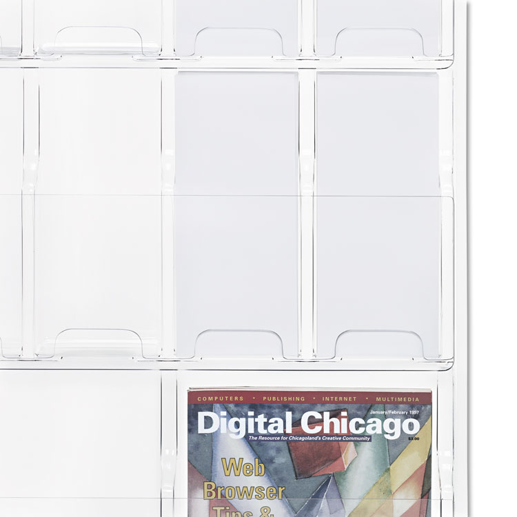 Safco Reveal Clear Literature Displays, 18 Compartments, 30w x 2d x 45h, Clear (SAF5600CL)