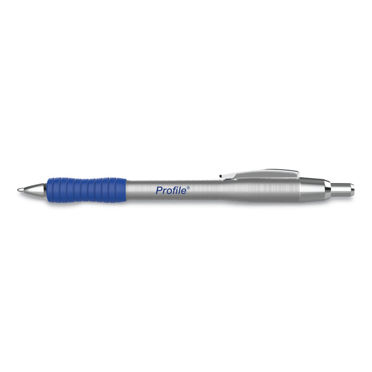 Paper Mate Profile Metal Ballpoint Pen, Retractable, Medium 1 mm, Blue Ink, Silver Barrel, Dozen (PAP2130518)