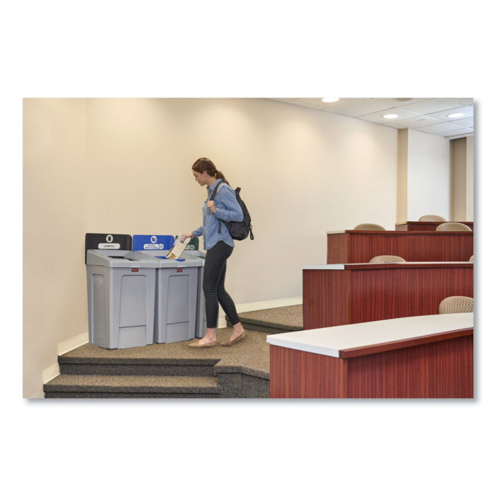 Slim Jim Recycling Station 1-Stream, Landfill Recycling Station, 33 gal, Resin, Gray (RCP2171554)