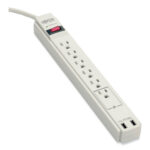 Protect It! Surge Protector, 6 AC Outlets/2 USB Ports, 6 ft Cord, 990 J, Cool Gray (TRPTLP606USB)