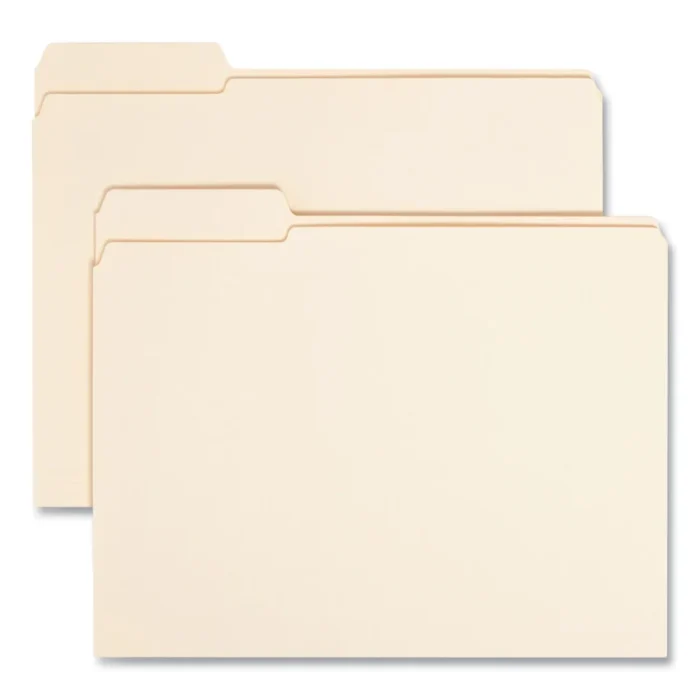 Smead Reinforced Tab Manila File Folders are built to last with extra-strong tabs for durability. They expand up to 0.75" to hold more documents and are made from sturdy 11-pt manila stock for everyday use. Designed for letter-size papers with 1/3-cut left-position tabs. Comes in a box of 100.