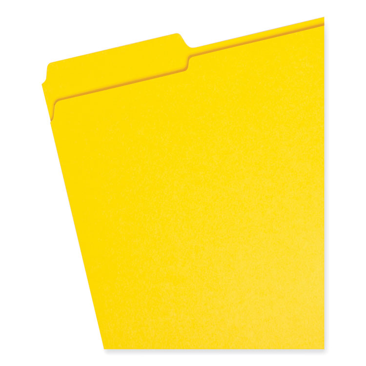 Smead Reinforced Top Tab Colored File Folders, 1/3-Cut Tabs: Assorted, Letter Size, 0.75" Expansion, Yellow, 100/Box (SMD12934)
