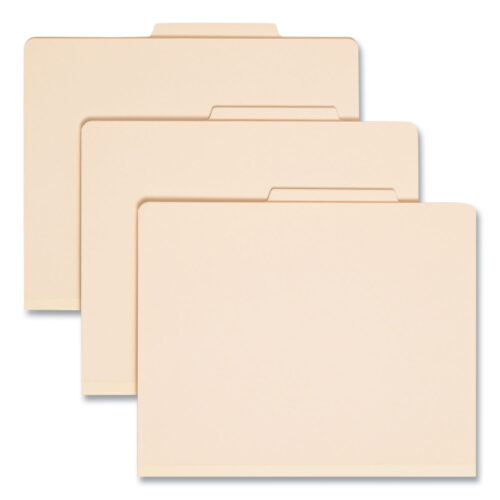 Smead Four-Section Top Tab Classification Folders, 2" Expansion, 1 Divider, 4 Fasteners, Letter Size, Manila, 10/Box (SMD13700)