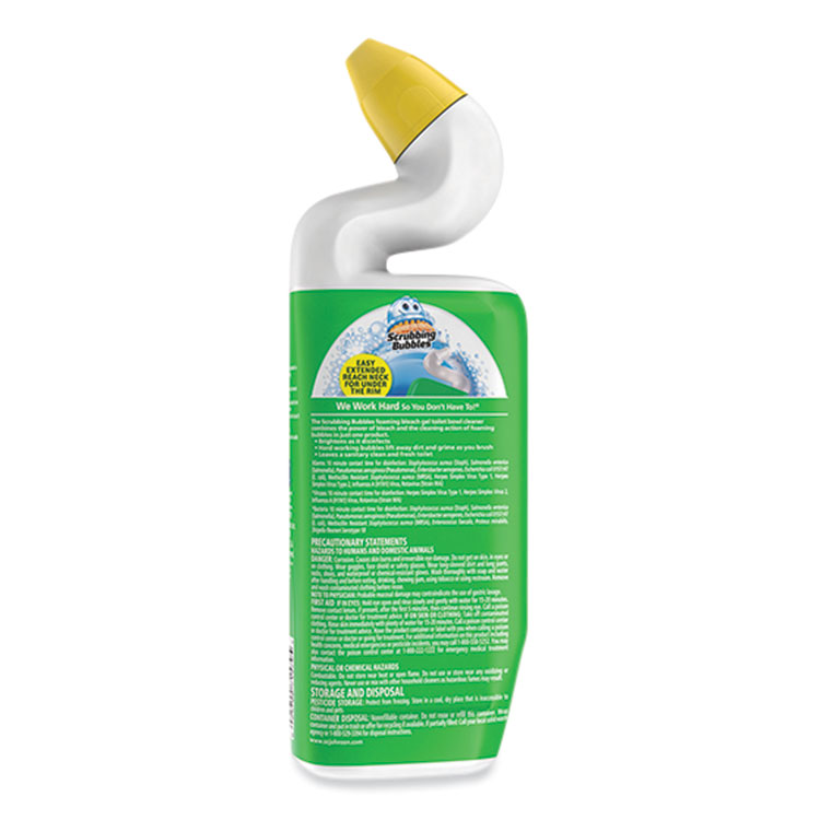 Scrubbing Bubbles Bubbly Bleach Gel Disinfecting Toilet Bowl Cleaner, Rainshower Scent, 24 oz Bottle (SJN309106)