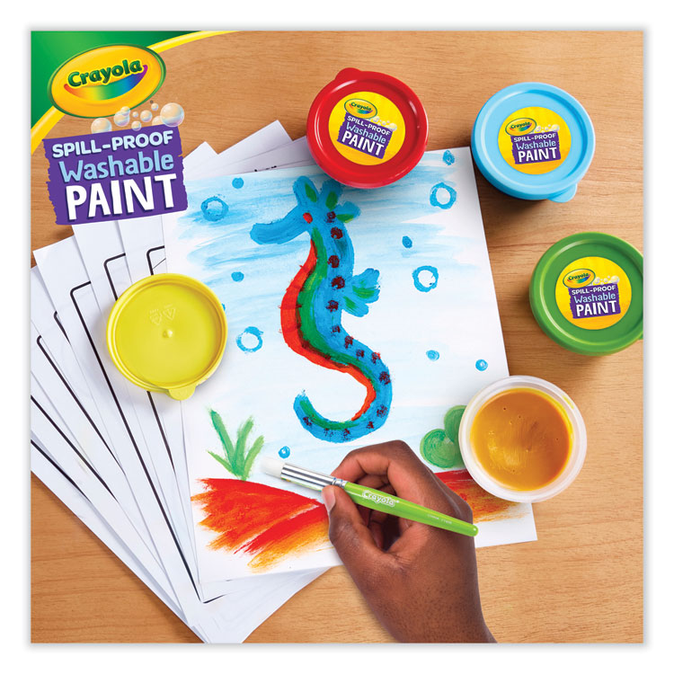 Crayola Spill Proof Washable Paints, 5 Colors, 1.4 oz Cups, 5 Sets/Carton (CYO542313)