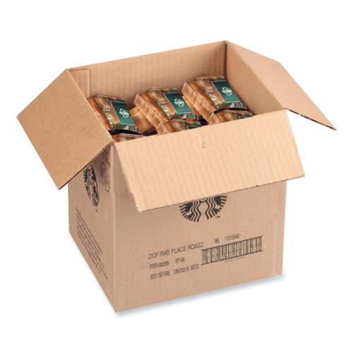 Starbucks Whole Bean Coffee, Decaffeinated, Pike Place, 1 lb, Bag, 6/Carton (SBK12540222CT)
