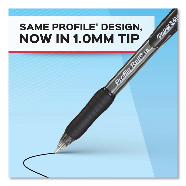 Paper Mate Profile Ballpoint Pen, Retractable, Medium 1 mm, Blue Ink, Translucent Blue Barrel, Dozen (PAP2095462)