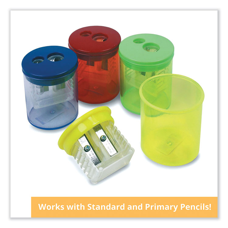 TPG Creations Eisen Pencil Sharpener, Two-Hole, 1.5 x 1.75, Randomly Assorted Barrel and Lid Colors (TPGESN51301)
