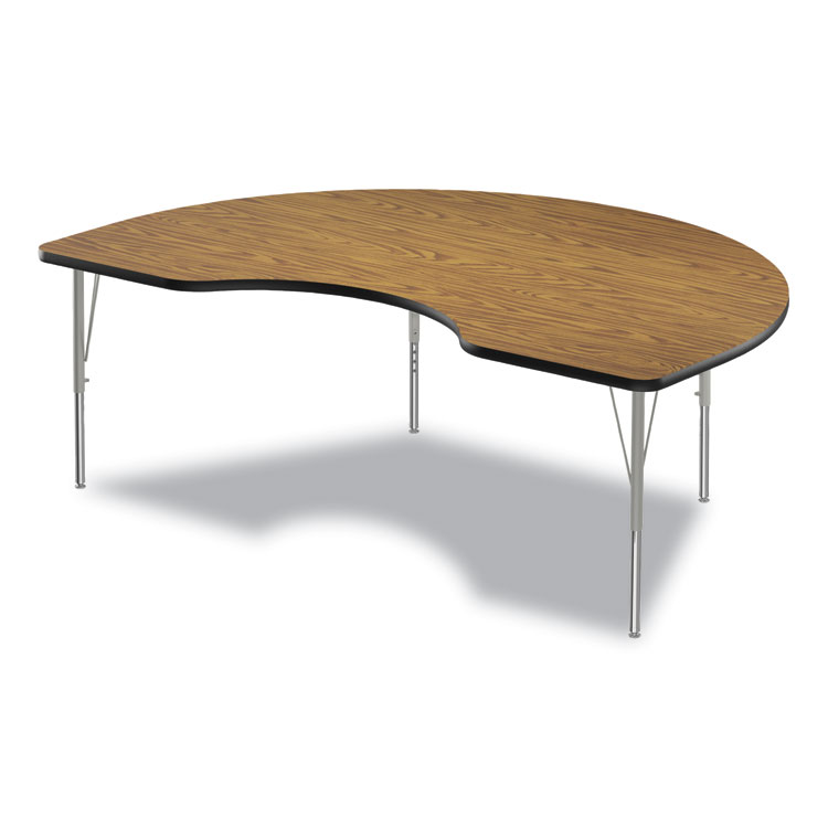 Correll Adjustable Activity Table, Kidney Shape, 72" x 48" x 19" to 29", Medium Oak Top, Gray Legs, 4/Pallet (CRL4872TF06954P)