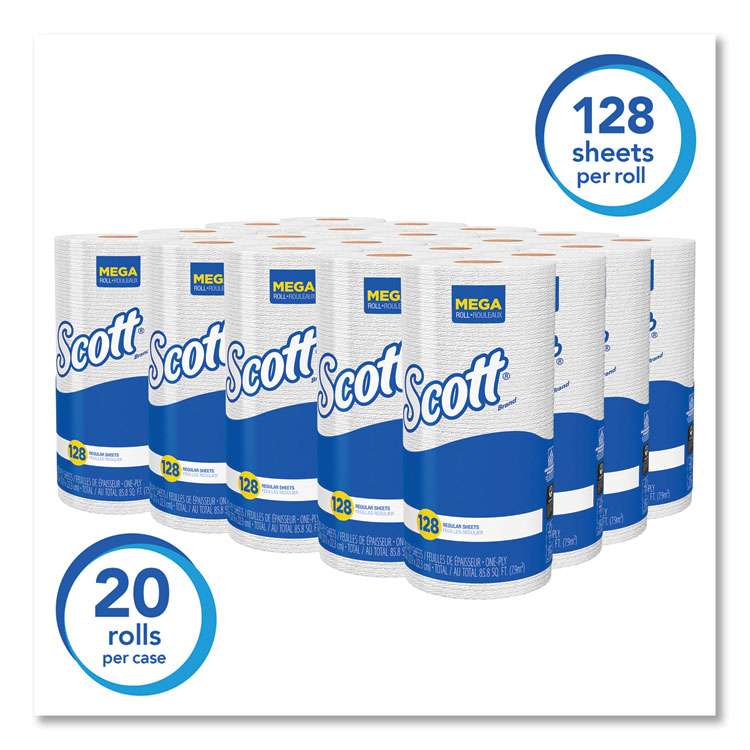 Scott Kitchen Roll Towels, 1-Ply, 11 x 8.75, White, 128/Roll, 20 Rolls/Carton (KCC41482)