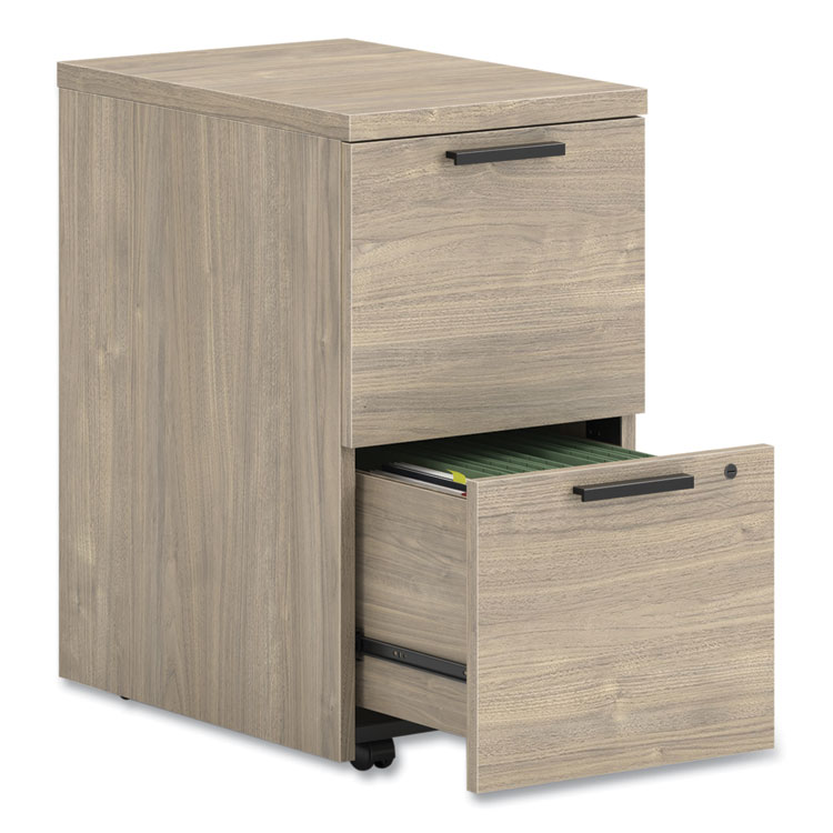 HON 10500 Series Mobile Pedestal File, Left/Right, 2-Drawers: File/File, Legal/Letter, Kingswood Walnut, 15.75" x 22.75" x 28" (HON105104LKI1)