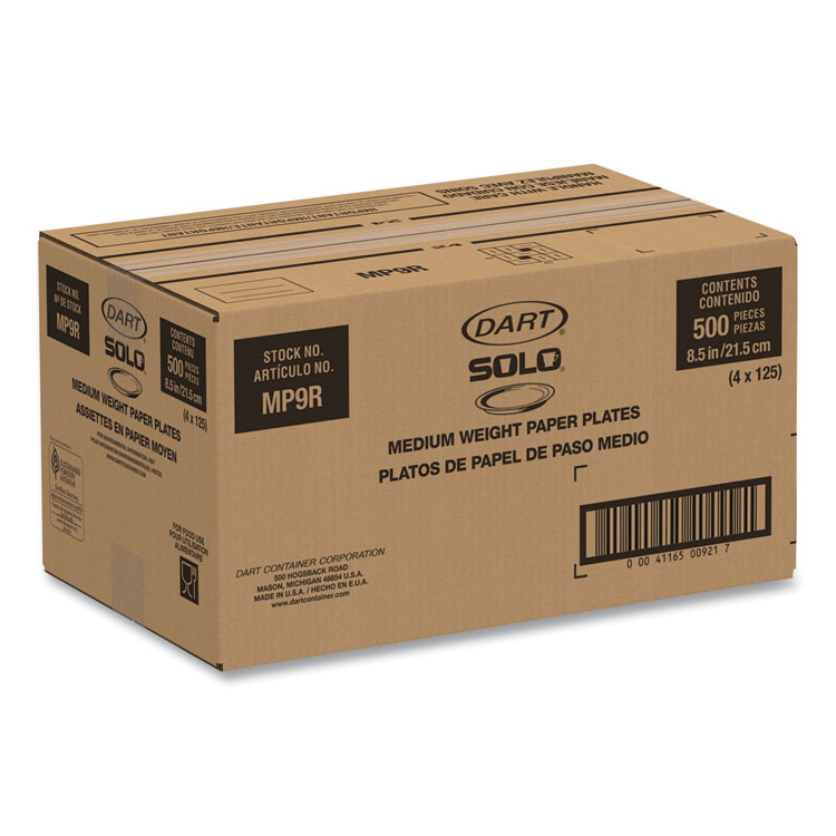 SOLO Symphony Paper Dinnerware, Mediumweight Plate, 8.5" dia, Tan, 125/Pack (SCCMP9RJ8001PK)