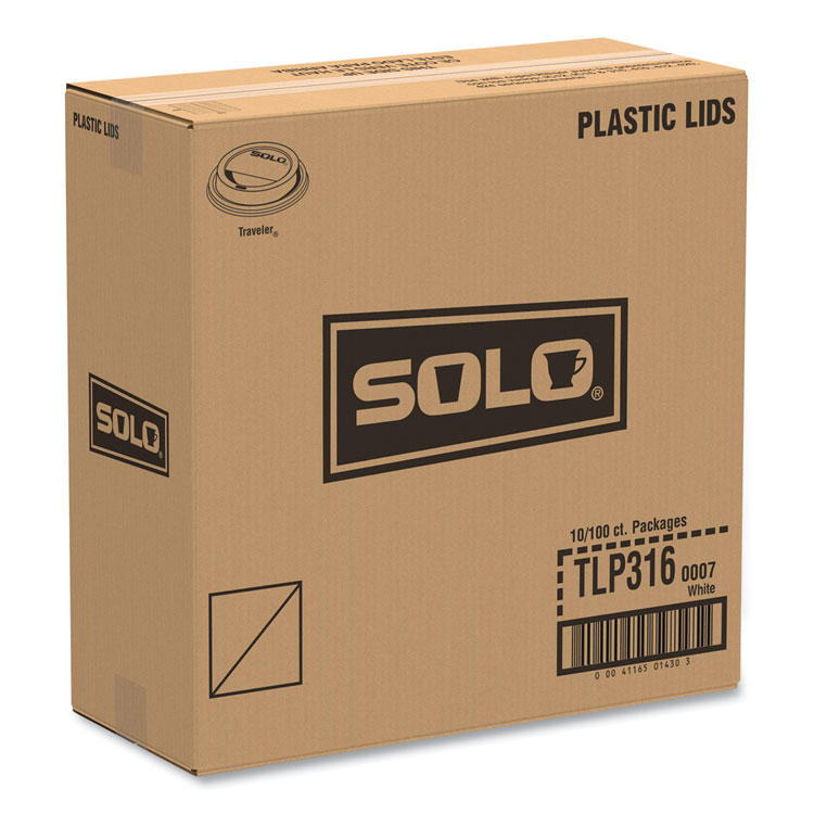 SOLO Traveler Cappuccino Style Dome Lid, Polystyrene, Fits 10 oz to 24 oz Hot Cups, White, 100/Pack, 10 Packs/Carton (SCCTLP316)