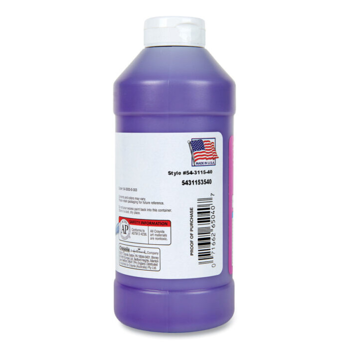 Crayola Artista II Washable Tempera Paint, Violet, 16 oz Bottle (CYO543115040)