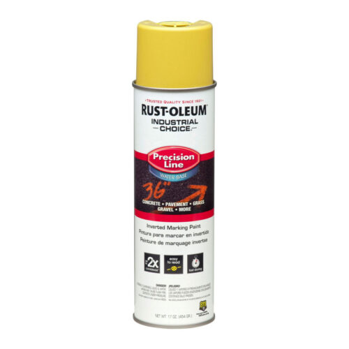 Rust-Oleum Industrial Choice Precision Line Marking Paint, Flat High-Visibility Yellow, 17 oz Aerosol Can, 12/Carton (RST203034CT)