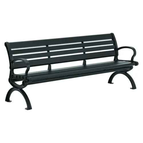 Global Industrial Aluminum Bench with Back, 73 x 22.75 x 30.75, Black (GBE436978BK)