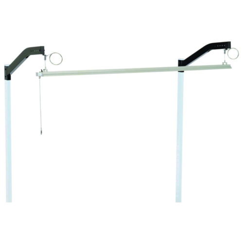 "The Global Industrial Workbench LED Light Kit provides bright overhead lighting for workspaces. It hangs from included cantilever brackets with adjustable cord plungers for easy positioning. The aluminum frame features a clear thermoplastic cover to protect the lights. Includes two 35W LED lights with a 50,000-hour lifespan. Compatible with Global Industrial 48"" workbenches and steel accessory-mounting upright kits (sold separately). Requires an upright kit for installation. Runs on 120V power. "