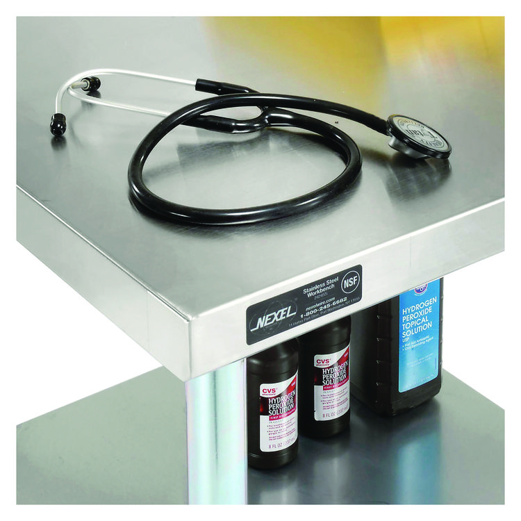 GBE493596 - Global Industrial Work Table with Undershelf, Square, 30 x 30 x 35, Silver Top, Silver Base/Legs (GBE493596) - Image 3