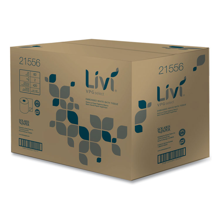 Livi VPG Select Bath Tissue, 2-Ply, White, 420 Sheets, 60 Rolls/Carton (SOL21556)