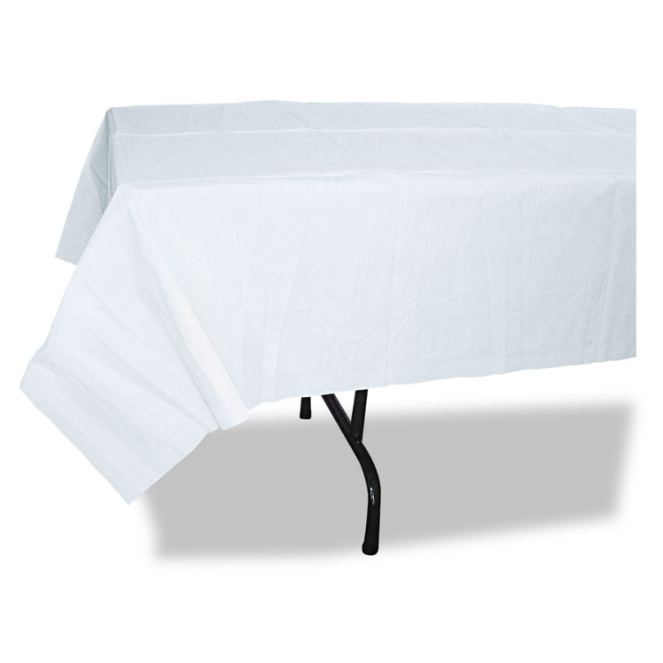 Tatco Paper Table Cover, Embossed Paper with Plastic Liner, 54" x 108", White, 20/Carton (TCO31108)