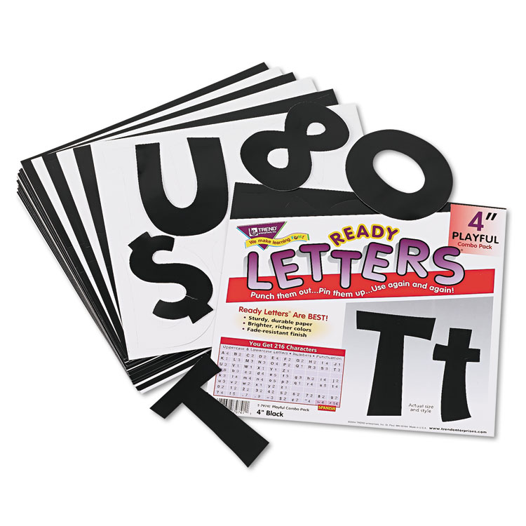 TREND Ready Letters Playful Combo Set, Black, 4"h, 216/Set (TEPT79741)
