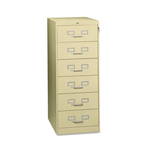 Tennsco Six-Drawer Multimedia/Card File Cabinet, Putty, 21.25" x 28.5" x 52" (TNNCF669PY)