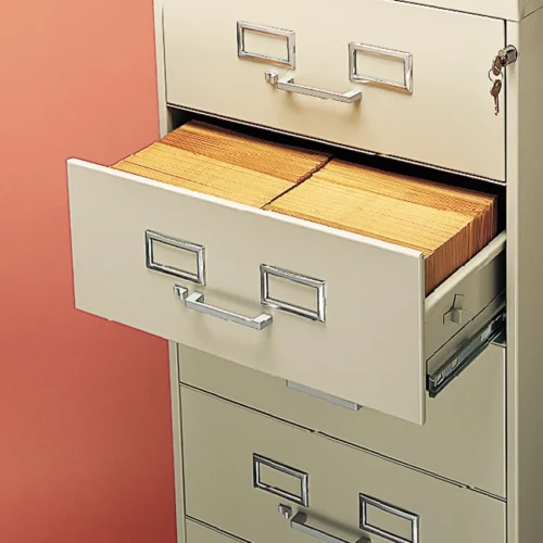 Tennsco Six-Drawer Multimedia/Card File Cabinet, Putty, 21.25" x 28.5" x 52" (TNNCF669PY)