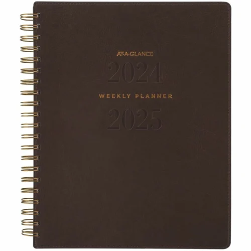 AT-A-GLANCE Signature Collection Academic Weekly/Monthly Planners, 11.5 x 8, Distressed Brown Cover, 13-Month (July-July): 2024-2025 (AAGYP905A09)