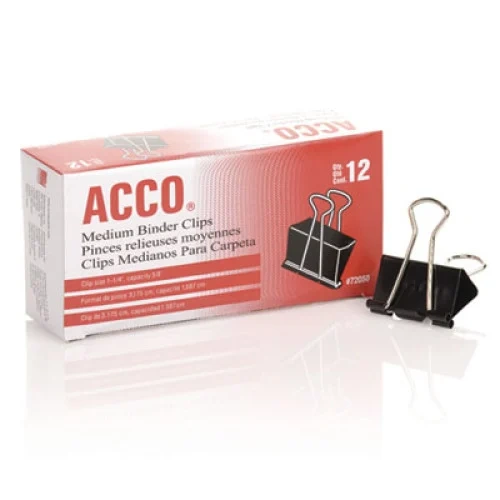 ACCO Binder Clips, Medium, BlackSilver, Dozen (ACC72050)