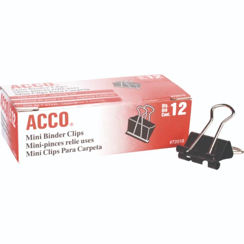 ACCO Binder Clips, Mini, BlackSilver, Dozen (ACC72010)