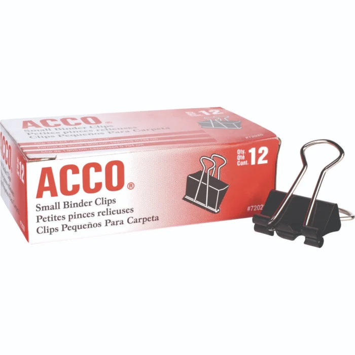 ACCO Binder Clips, Small, BlackSilver, Dozen (ACC72020)