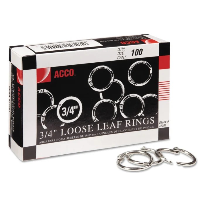 ACCO Metal Book Rings, 0.75 Diameter, 100Box (ACC72201)