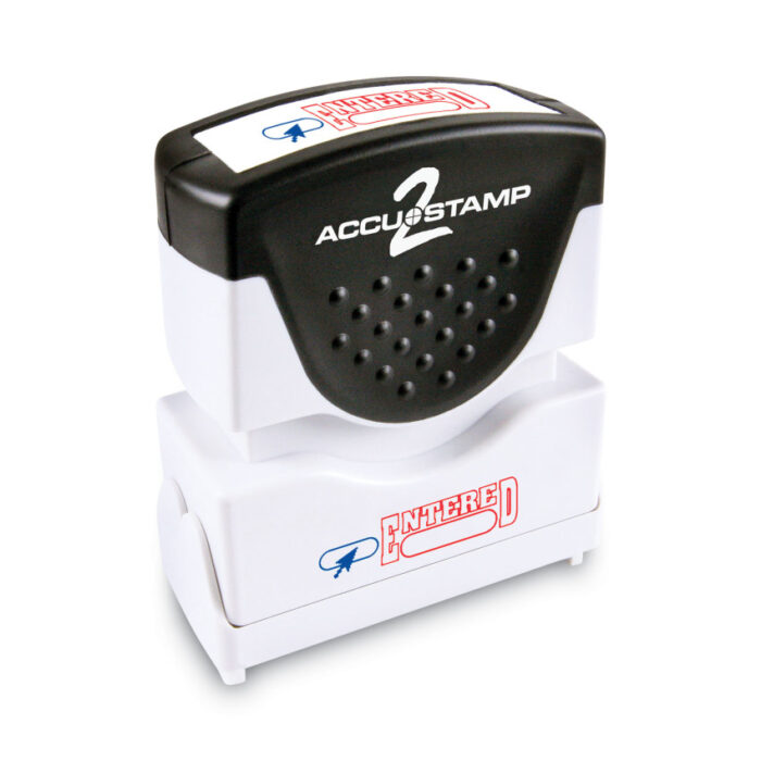 ACCUSTAMP2 Pre-Inked Shutter Stamp, RedBlue, ENTERED, 1.63 x 0.5 (COS035544)