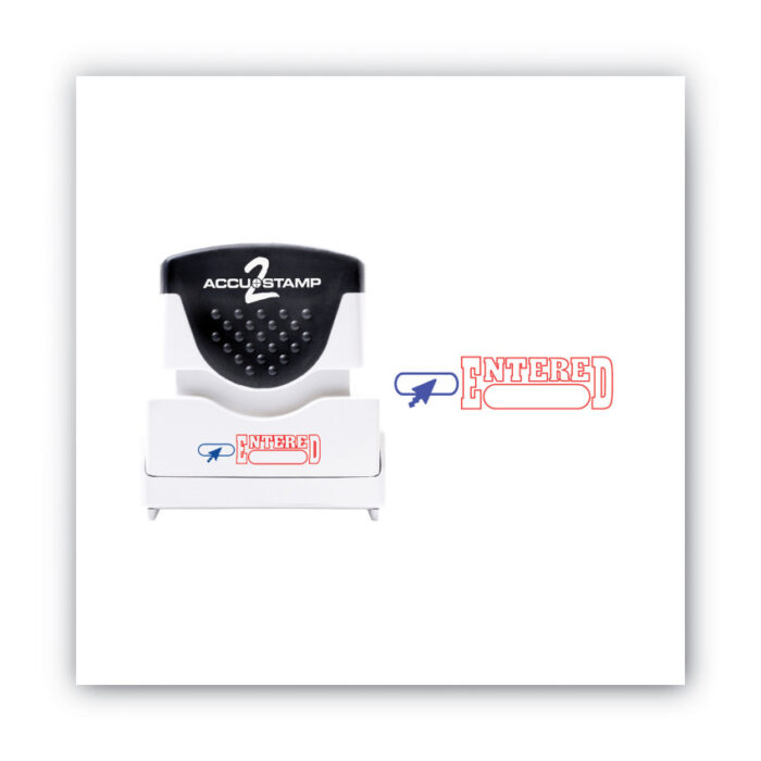 ACCUSTAMP2 Pre-Inked Shutter Stamp, RedBlue, ENTERED, 1.63 x 0.5 (COS035544)