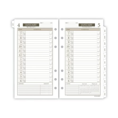 AT-A-GLANCE 1-Page-Per-Day Planner Refills, 6.75 x 3.75, White Sheets, 12-Month (Jan to Dec) 2025 (AAG47112521)