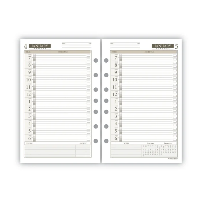 AT-A-GLANCE 1-Page-Per-Day Planner Refills, 8.5 x 5.5, White Sheets, 12-Month (Jan to Dec) 2025 (AAG48112521)