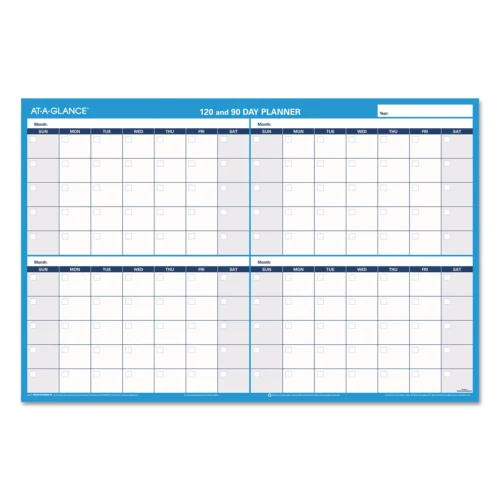 AT-A-GLANCE 90120-Day Undated Horizontal Erasable Wall Planner, 36 x 24, WhiteBlue Sheets, Undated (AAGPM23928)