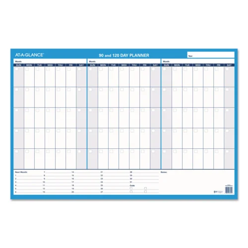 AT-A-GLANCE 90120-Day Undated Horizontal Erasable Wall Planner, 36 x 24, WhiteBlue Sheets, Undated (AAGPM23928)