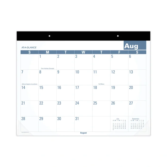 AT-A-GLANCE Academic Large Print Desk Pad, 21.75 x 17, WhiteBlue Sheets, 12 Month (July to June) 2024 to 2025 (AAGSKLPAY32)